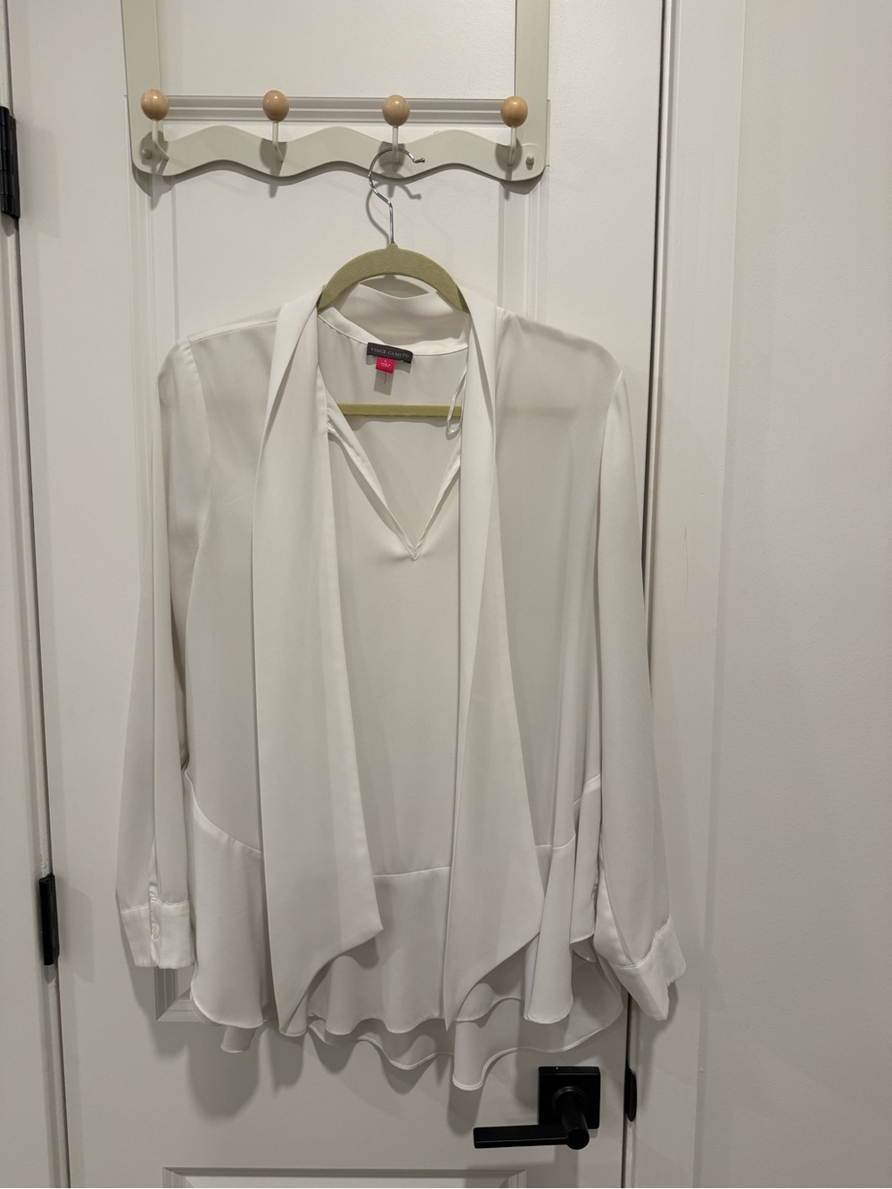Vince Camuto Cream Draped Tie-Neck Blouse